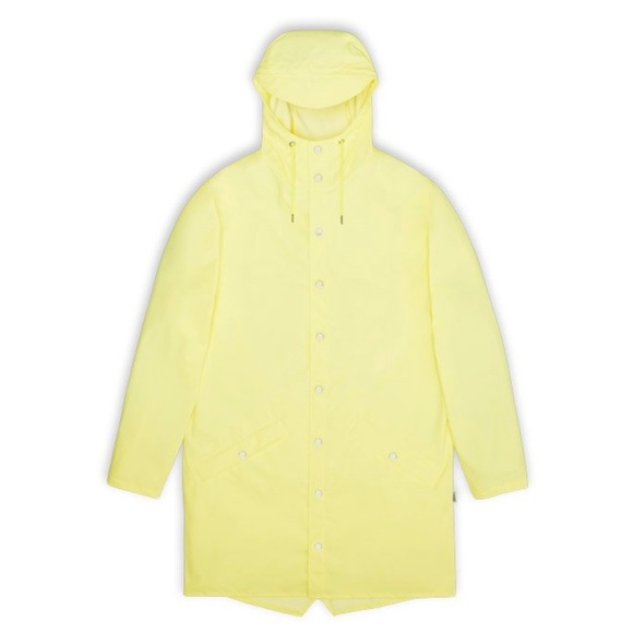 RAINS Long Jacket Unisex XS Straw Pastel Yellow Outdoor Raincoat Streetwear - Picture 3 of 3